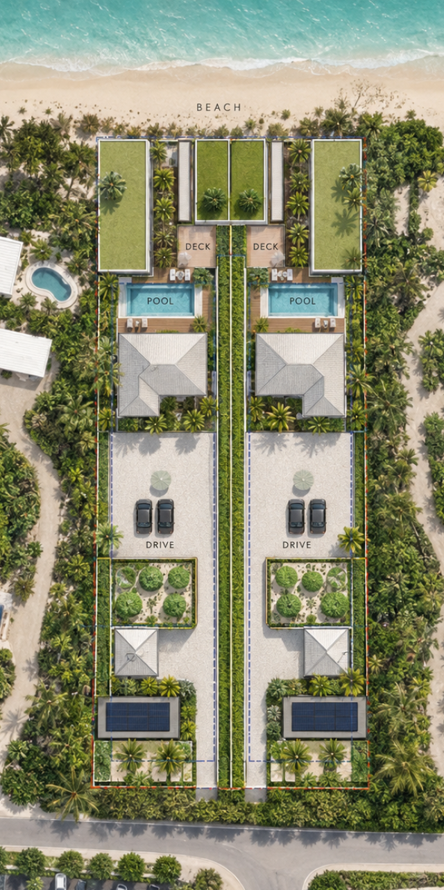 Mirrored Beachfront Twin Villas 1 2